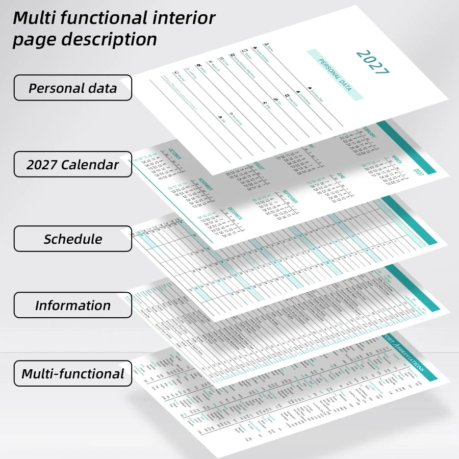 2027 Daily Planner Calendar Diary, 320 Pages Composition Notebooks with 365 Days Self-Discipline Checklist, Weekend Combined