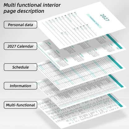 2027 Daily Planner Calendar Diary, 320 Pages Composition Notebooks with 365 Days Self-Discipline Checklist, Weekend Combined