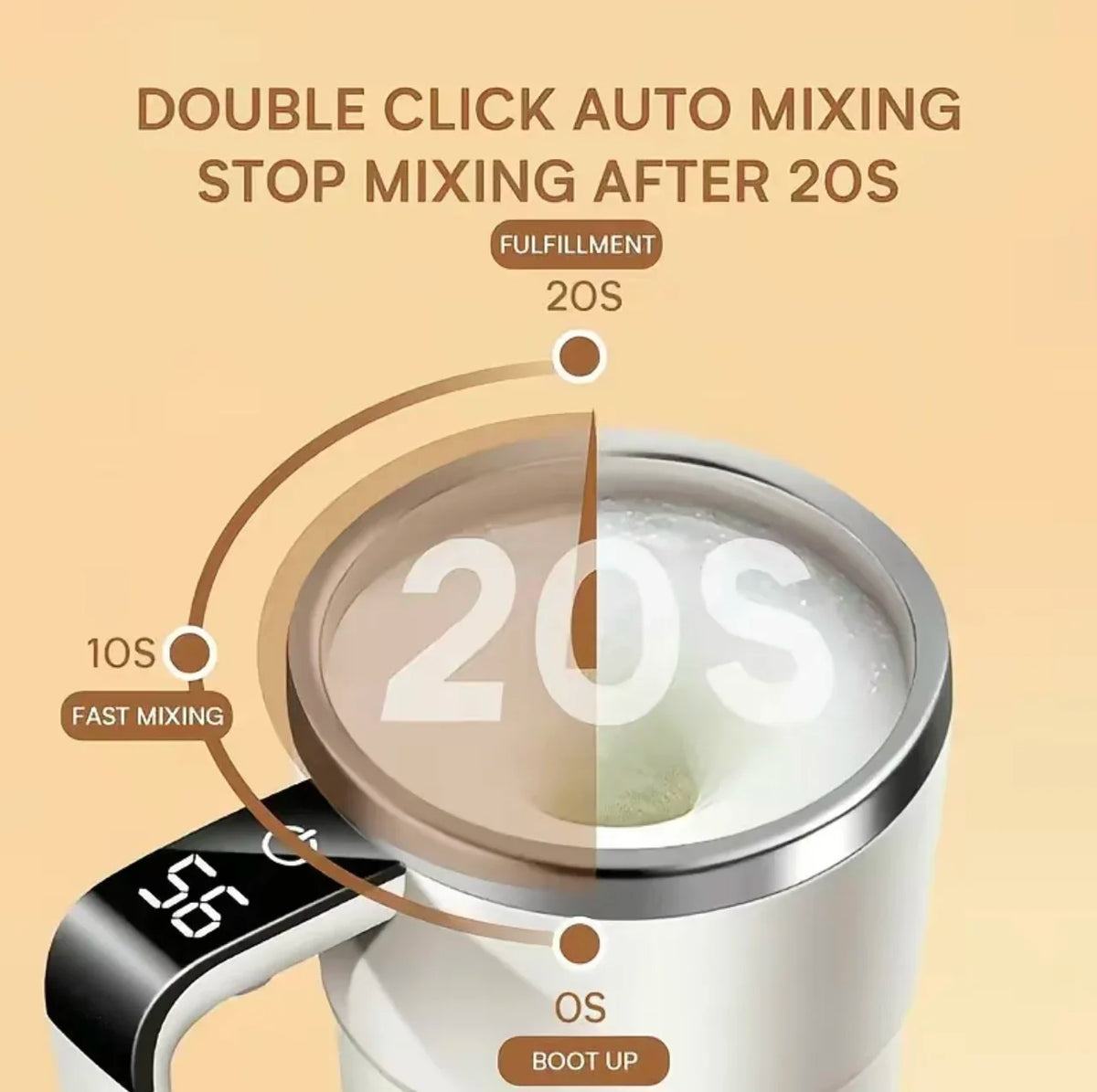 380ML Electric Coffee Self Mixing Mug IP67 Waterproof Coffee Stirring Mug USB Charging Digital Display Automatic Magnetic Cup