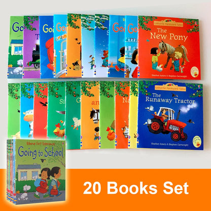 20 Books Set Farm Story Books - Classic English Story Collection for Preschool Kindergarten Reading Skills Social Emotional 